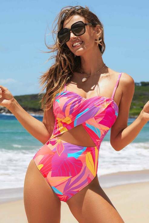 Cupshe Other - Abstract Floral Sweetheart Neckline One Piece Swimsuit, Sz S